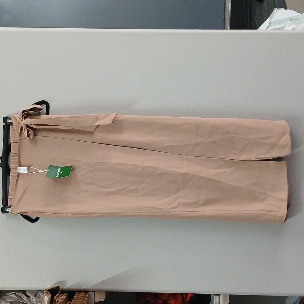Halara Flex High Waisted Tie Side Wide Leg Work Pants Tan Desert Brown NWT S/P - Picture 5 of 10